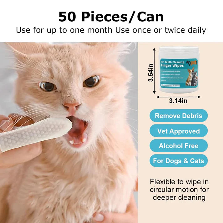 Glamoura™ Dental Finger Wipes For Pets (50Pcs)