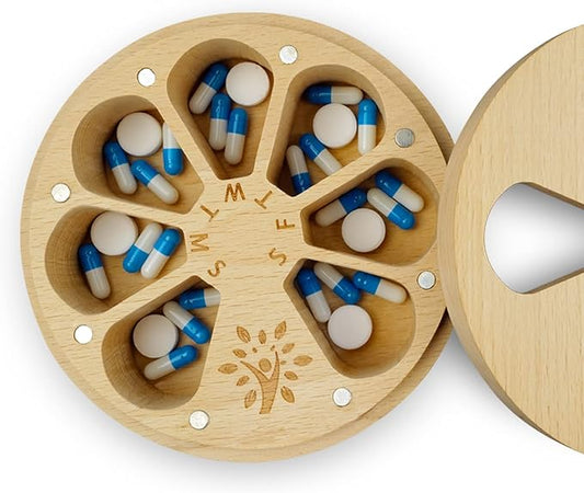Wood Weekly Pill Organizer