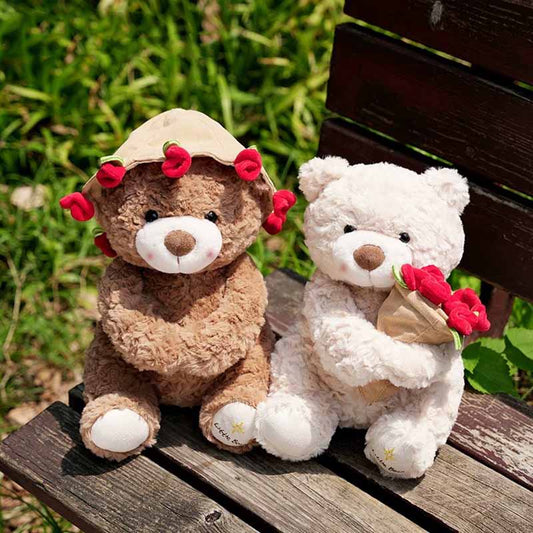 Bear Plush Toy With Red Rose