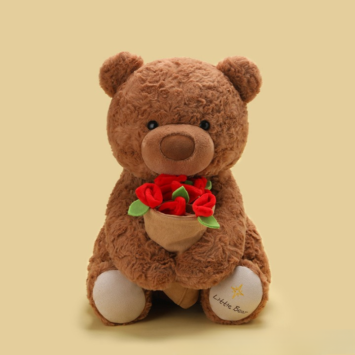 Bear Plush Toy With Red Rose