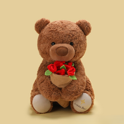 Bear Plush Toy With Red Rose