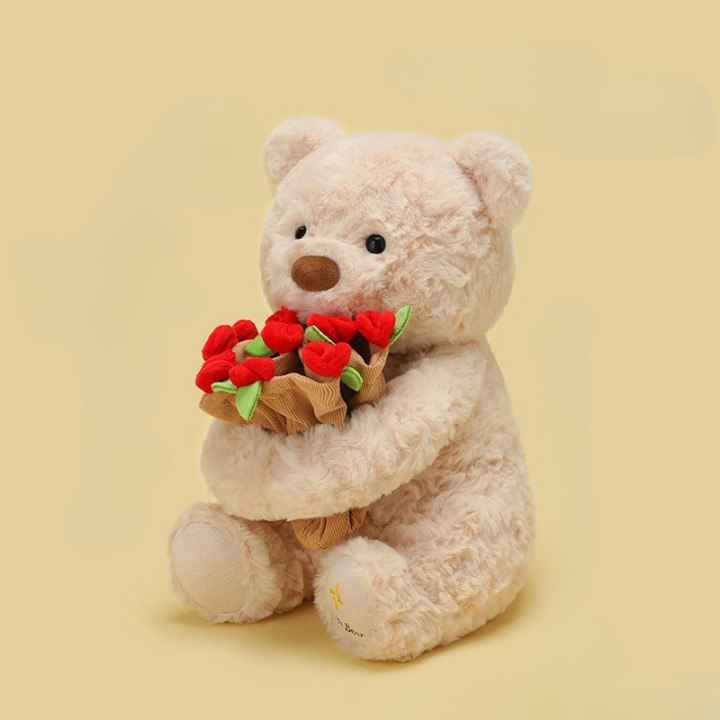 Bear Plush Toy With Red Rose