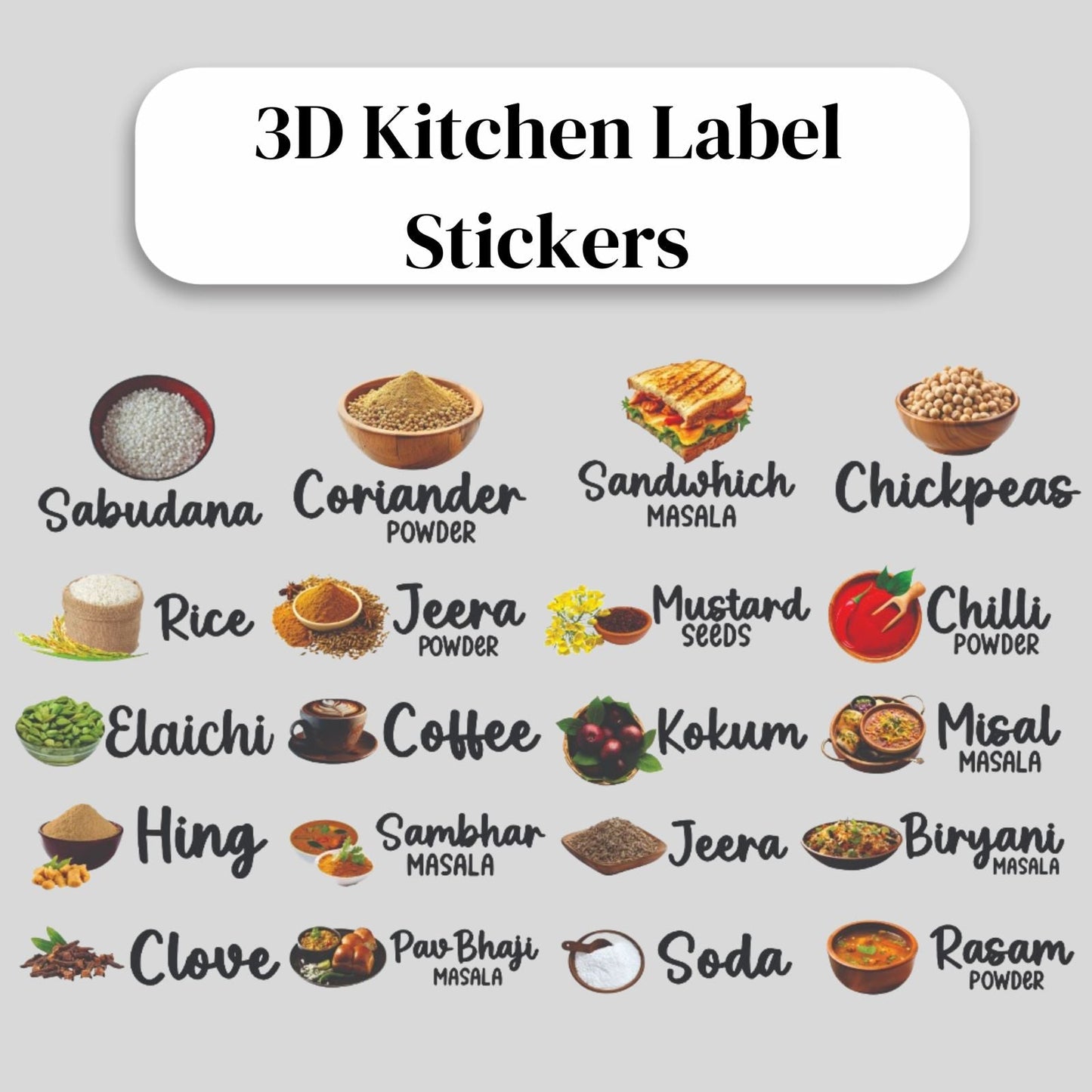 3D Kitchen Label Stickers