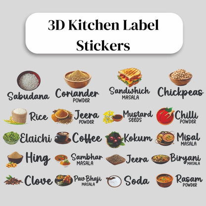 3D Kitchen Label Stickers